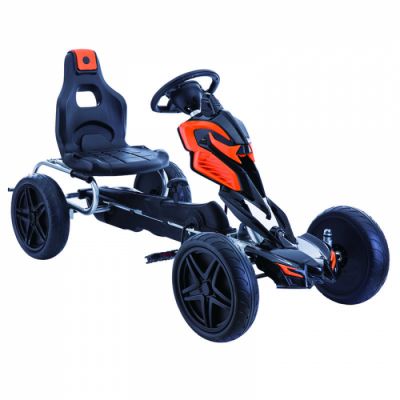 GO Kart cu pedale, 5-10 ani, Kinderauto Thunder, roti EVA, culoare Neagra