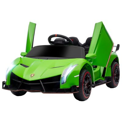 Lamborghini Veneno Electric cu Licenta 12V pentru Copii cu Usi Tip Fluture, Baterie Portabila, Claxon, pentru 3-6 ani, Verde HOMCOM | Aosom RO