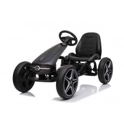 Kinderauto GO Kart cu pedale de la Mercedes, roti cauciuc solid, culoare Negru