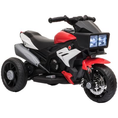 Motocicleta Electrica pentru Copii 3-5 Ani (max. 25kg) cu 3 Roti, Lumini si Sunete, Bateria 6V, Rosu, 86x42x52cm HOMCOM | Aosom Romania