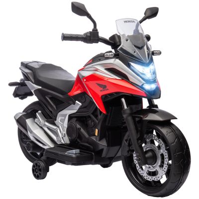 AIYAPLAY Motocicletă Electrică pentru Copii 3-6 ani, Motocilcetă cu Faruri, Muzică și Roți, Motocicletă de Jucărie din PP și Metal, 107x46x75 cm, Roșu