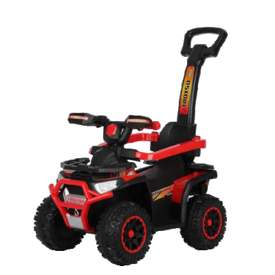 ATV electric cu maner 3 in 1, Kinderauto Warrior, pentru copii 1-3 ani, 30W 6V, roti moi, scaun tapitat, echipare Premium, rosu