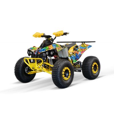 ATV electric NITRO EcoWarrior SPORT 1500W 60V 20Ah cu DIFERENTIAL, grafiti galben