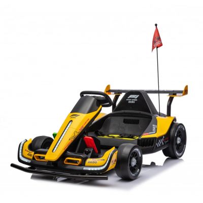 Masinuta - Kart electric pentru copii 3-11 ani, Racing F1 90W 12V, telecomanda, galben