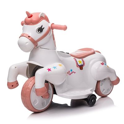 Tricicleta electrica pentru fetite, Kinderauto Poney 40W 6V, culoare Roz pal