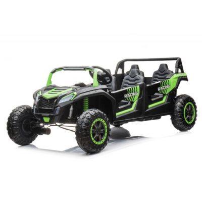 UTV electric pentru 4 copii, Conquerer XXL 600W 24V 14Ah cu roti moi, culoare verde