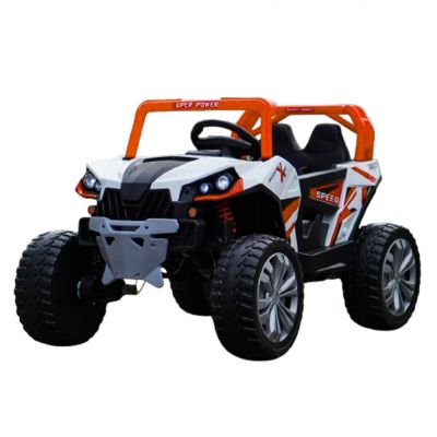 UTV electric pentru copii, Kinderauto RSR 4x4 120W 12V, cu roti moi si scaun tapitat, portocaliu