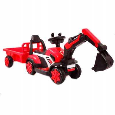 Mini excavator electric Kinderauto BJXZ219B 35W 6V,cu incarcator electric si remorca, rosu Mini excavator electric Kinderauto BJXZ219B 35W 6V,cu incarcator electric si remorca, rosu